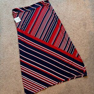 NWT Liz Claiborne Red White & Blue Striped Stretch Maxi Skirt XL